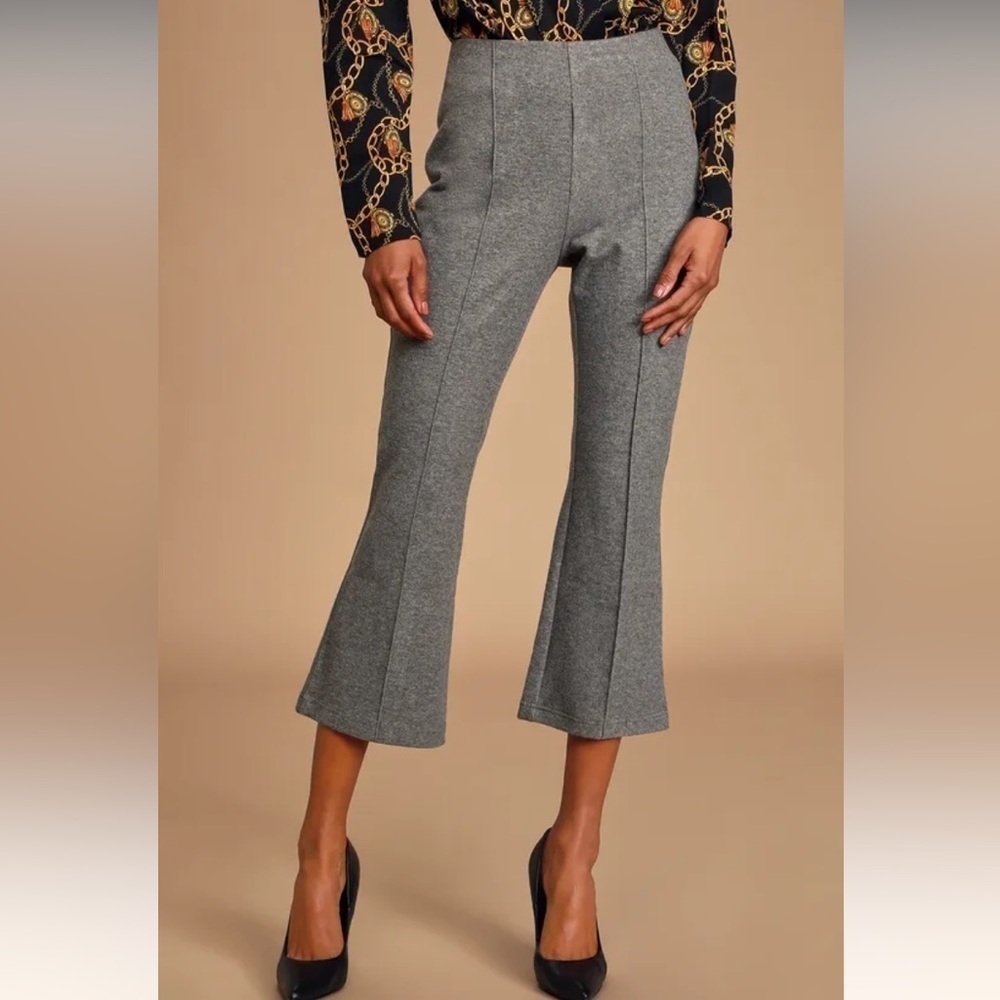 NWOT Lulu’s Brylee Heather Grey Marled Knit Trouser Pants - Picture 2 of 9